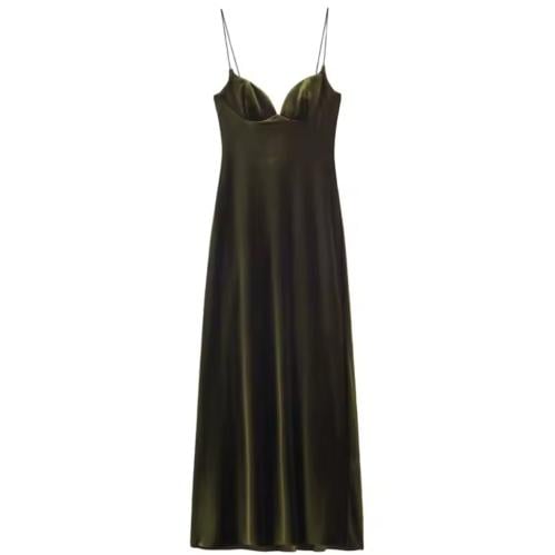 فستان مخمل زيتي