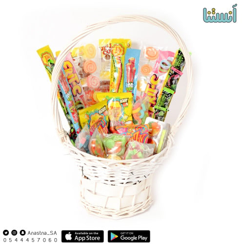 سلة حلويات منوعة وسط (أبيض)