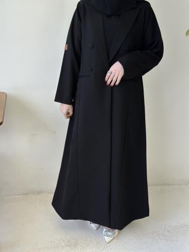 عباية رسمية بليزر قماش كريب الأناقة مبطنة مع طرحة