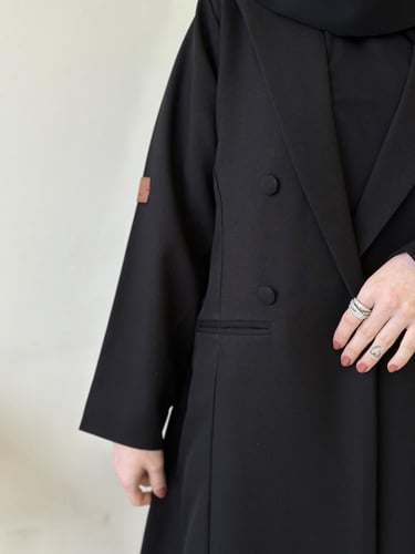 عباية رسمية بليزر قماش كريب الأناقة مبطنة مع طرحة