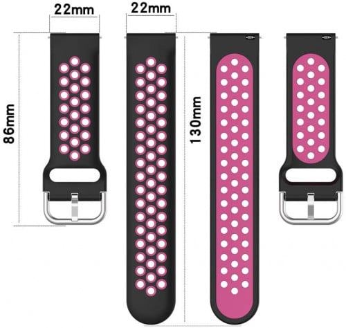 سوار ساعة هواوي مقاس 22 MM اسود مع وردي فاقع