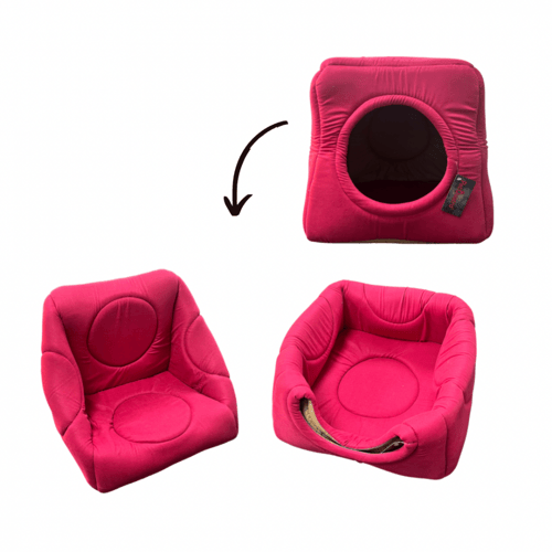 Petquatro بيت مناسب للحيوانات الأليفة باللون الأحم...