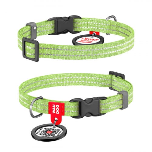 WAU DOG طوق مقاس XS مزود بعلامة QR مناسب للقطط وال...