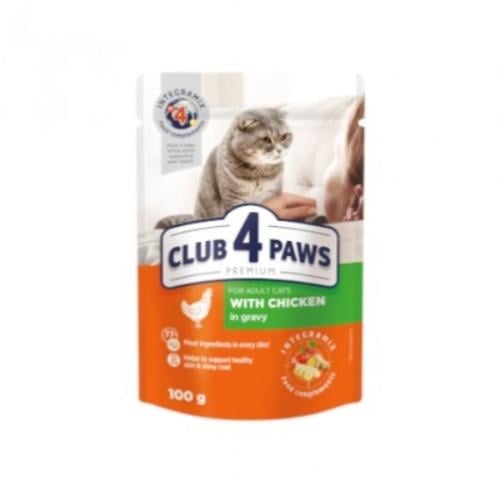 Club 4 Paws أكل رطب للقطط البالغة بالدجاج في المرق...