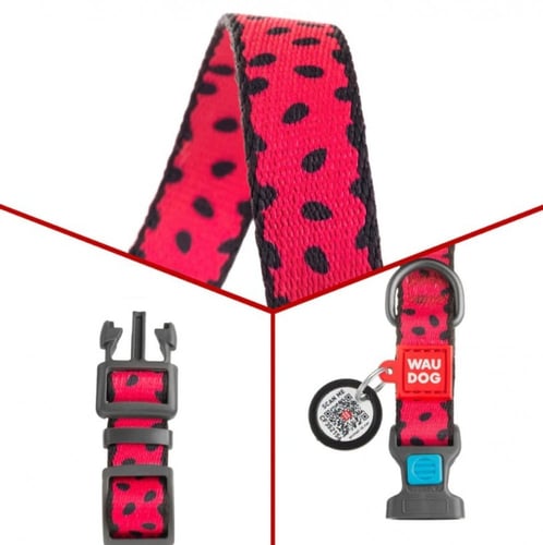 WAU DOG طوق مناسب للقطط و للكلاب باللون الوردي الم...