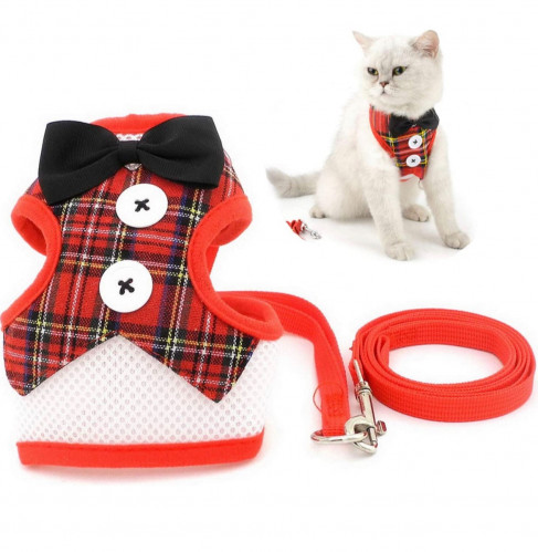 صدرية مع ليش للقطط والكلاب الصغيرة بمقاس M