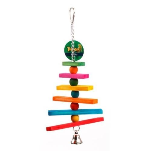 لعبة خشبية ملونه لقفص الطيور