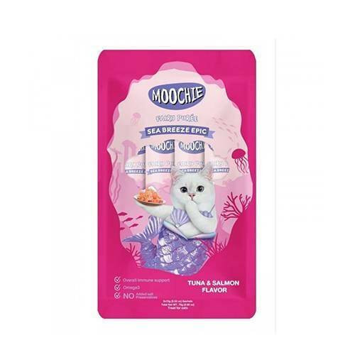 MOOCHIE مكافأة للقطط بنكهة التونا والسالمون 5 أظرف