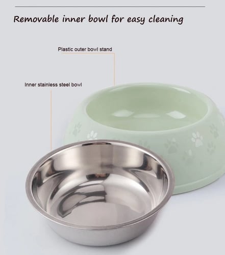 صحن اكل كبير مع معدن للكلاب بألوان مختلفة