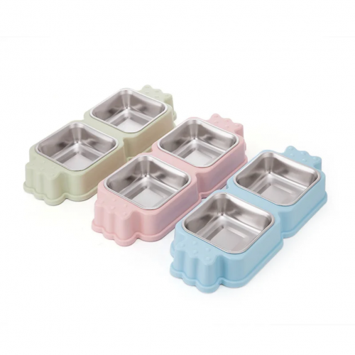 صحن اكل مع معدن على شكل حلاوة مناسب للقطط والكلاب...