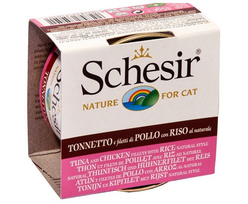 Schesir اكل رطب للقطط شرائح التونه والدجاج مع الار...