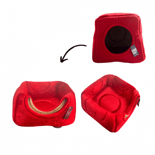 Petquatro بيت مناسب للحيوانات الأليفة باللون الأحم...