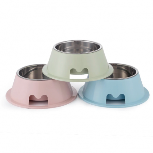 صحن اكل دائري مع معدن للقطط والكلاب