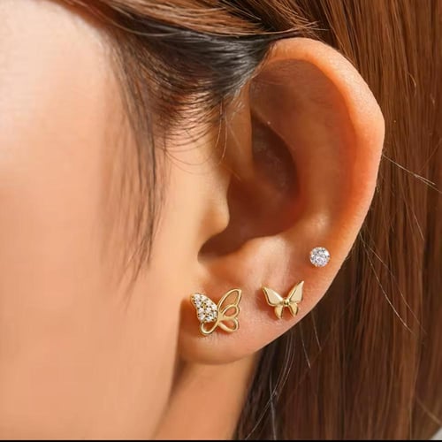 طقم ٣ قطع فضة مطلي ذهب