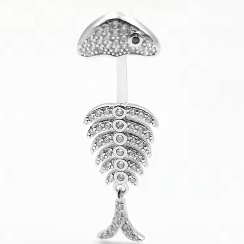 حلق سرة فضة مطلي ذهب