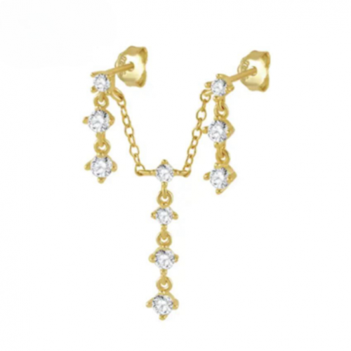 حلق متصل فضة مطلي ذهب- قفل فراشة