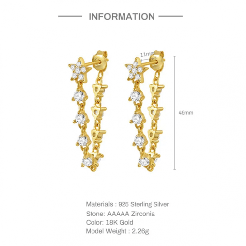 حلق فضة مطلي ذهب - فردة