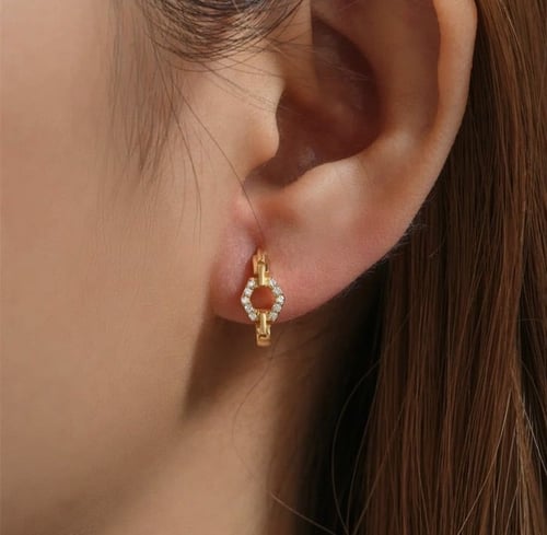 طقم حلق فضة مطلي ذهب