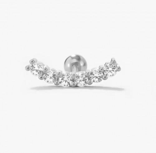 حلق فردة فضة صافي مطلي ذهب-طويل stud