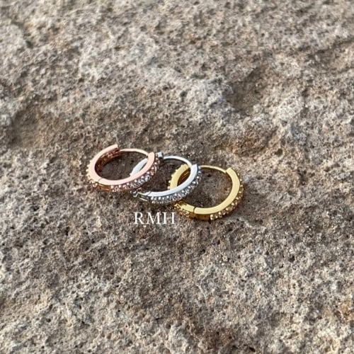 حلق فردة فضة صافي مطلي ذهب مقاس 10mm