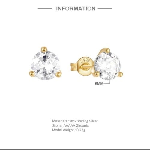 طقم حلق فضة مطلي ذهب