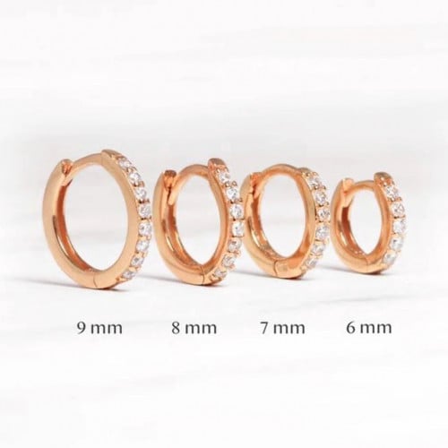 *حلق فردة فضة صافي مطلي ذهب مقاس 6 mm روز قولد