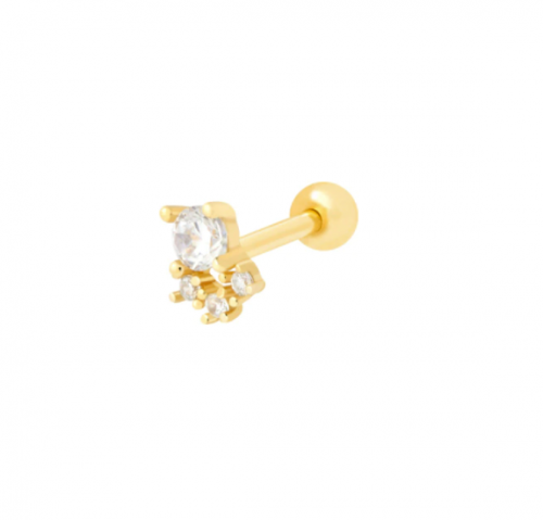 STUD EARRING - PURE LIVER GOLD PLATED 925S - 1 PIE...