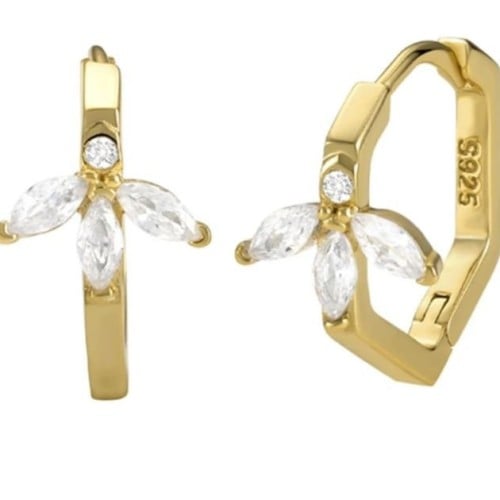 طقم حلق فضة مطلي ذهب