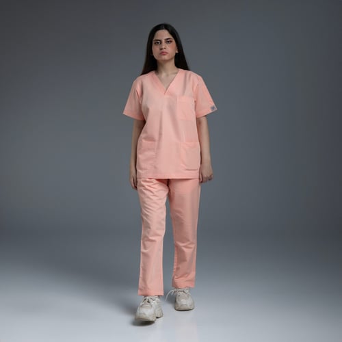 طقم سكراب طبي نسائي لون مشمشي