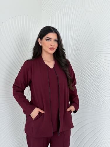 جاكت لون عنابي - موديل رقم ٢