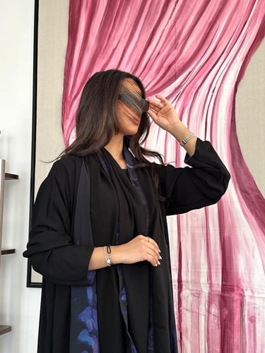 عباية دبل فيس اسود وبنفسجي