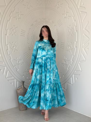 جلابية دبل كلوش بقماش حرير مموج