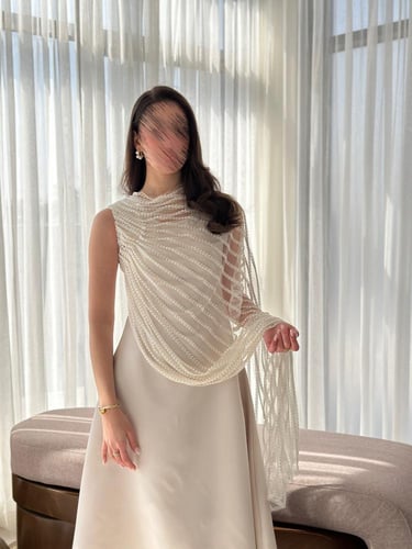 فستان بقصة A لاين مع قماش شك