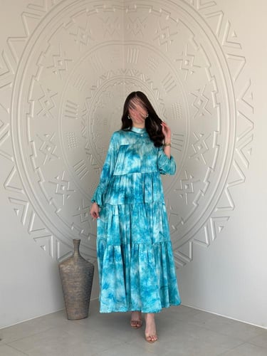 جلابية دبل كلوش بقماش حرير مموج