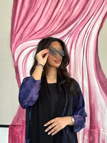 عباية دبل فيس اسود وبنفسجي