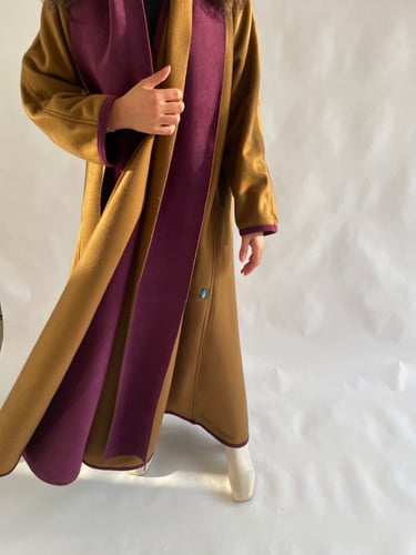 عباية دبل فيس بنفسجي و جملي مع شال منفصل