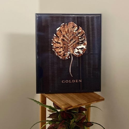 لوحة ريشة زجاجية باطار خشبي