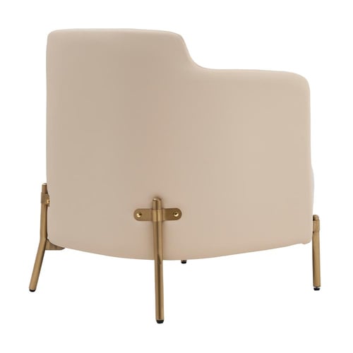 كرسي مفرد بذراعين قاعدة ذهبية قماش داخلي رمادي