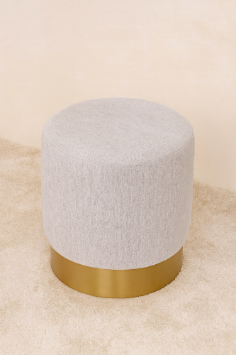 مقعد بوف رمادي بقاعدة فضية