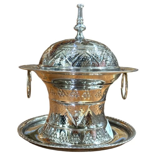 تمرية ستالس ستيل نقشة حائلي غطا دائري فضي