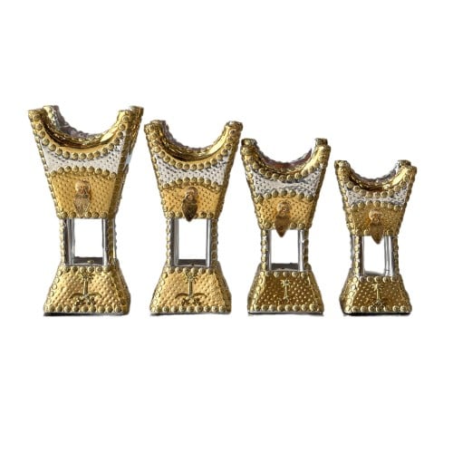 طقم مباخر ٤ قطع حلق باكستاني فضي ذهبي