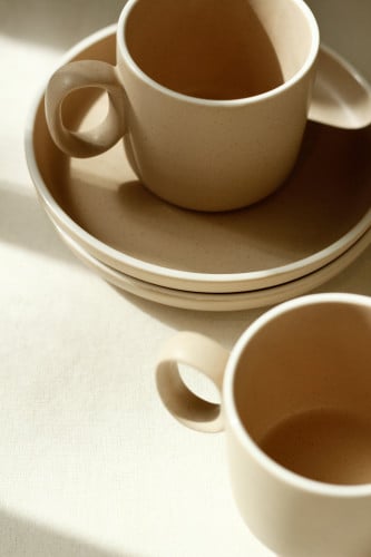 كوب مع صحن بيج رملي 220 مل