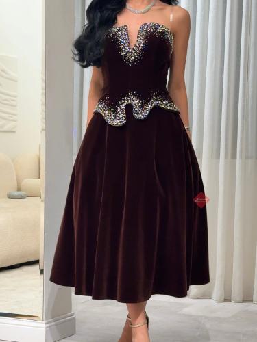 فستان سهرة توب مخمل ناعم كلوش