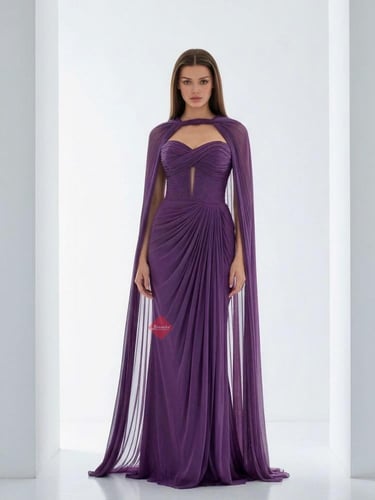 فستان سهرة كورسيه ستايل تب مميز بوشاح