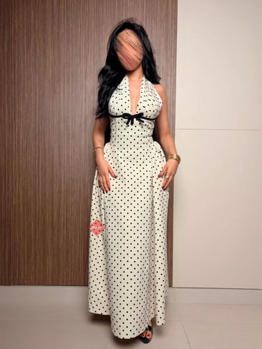 فستان سهرة منقط بتصميم عصري ستايل مميز