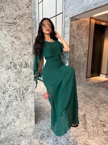 فستان ناعم طويل شيفون بليسيه