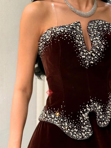 فستان سهرة توب مخمل ناعم كلوش