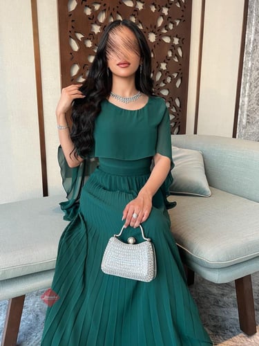 فستان ناعم طويل شيفون بليسيه