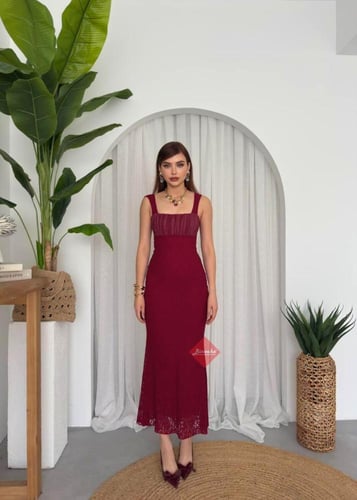 فستان سهرة دانتيل كت أنيق وفاخر للمناسبات