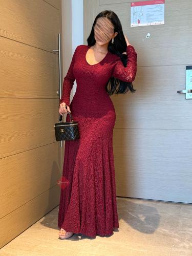 فستان ميدي ناعم دانتيل كلوش